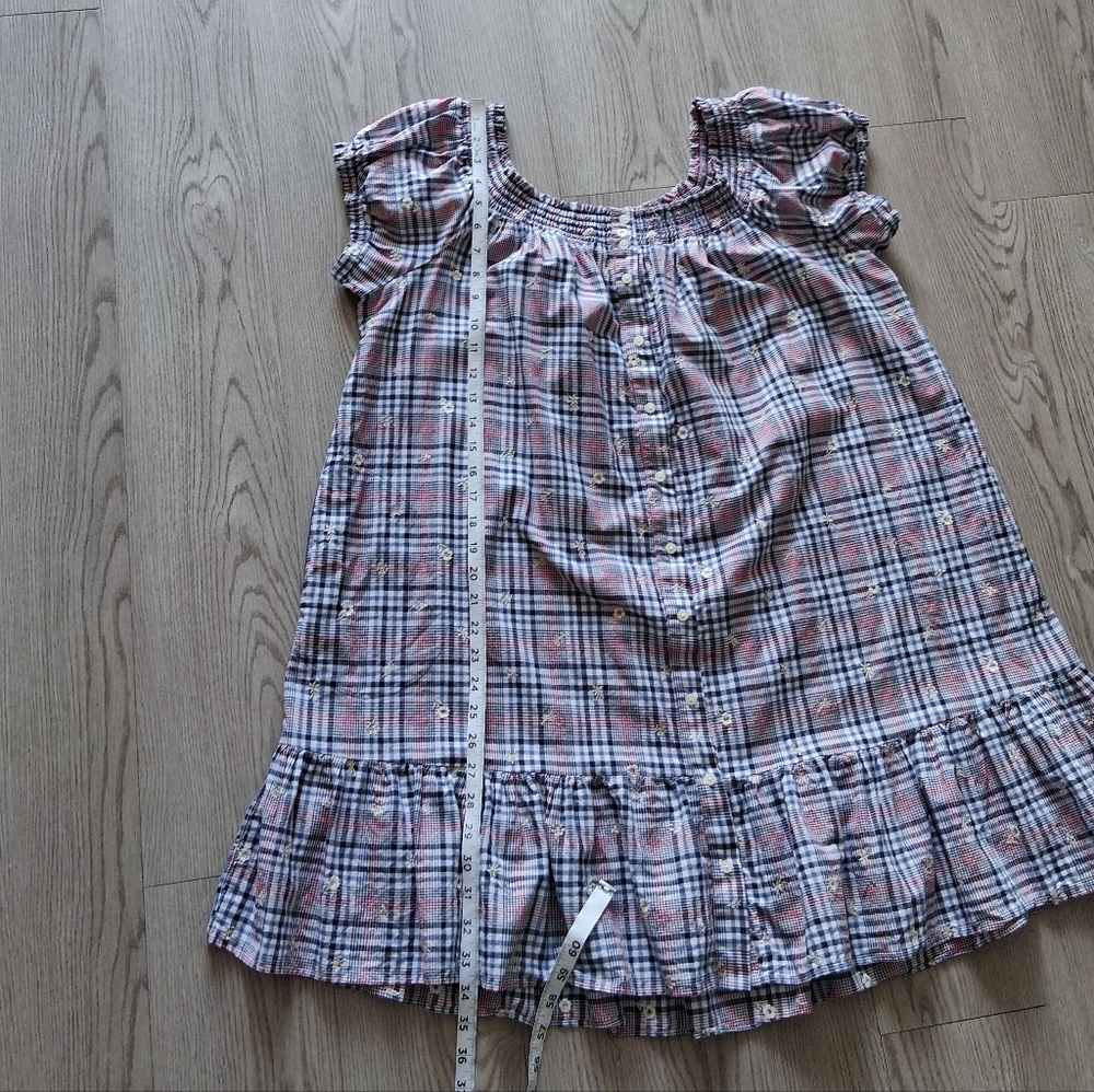 Anthropologie Plus Floral Embroidery Plaid Mini Dress - Picture 15 of 16